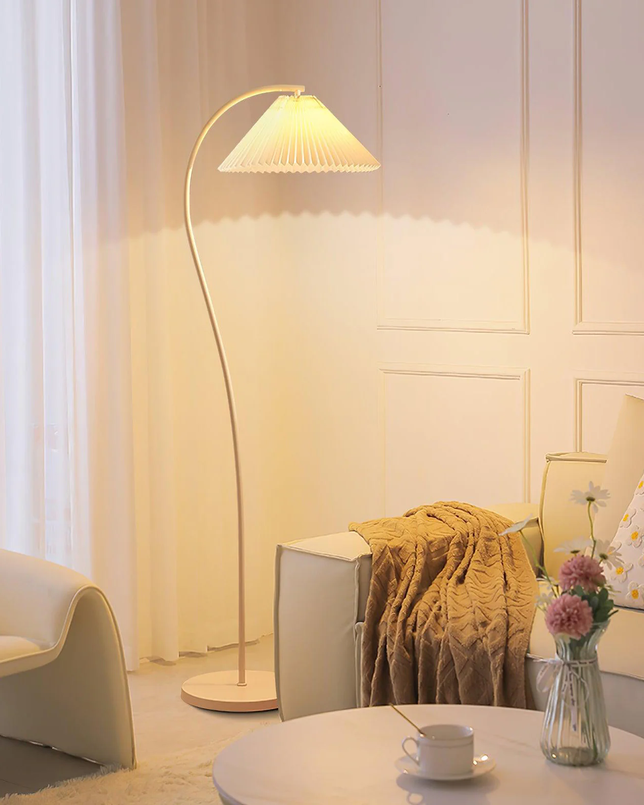 WOMO Pleated Gooseneck Floor Lamp-WM7119 - Image 12
