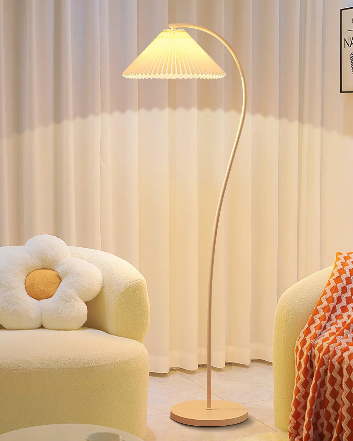 WOMO Pleated Gooseneck Floor Lamp-WM7119 - Image 5