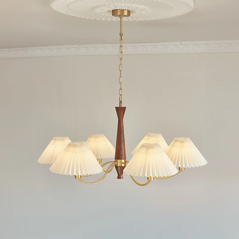 WOMO Pleated Shaded Wood Chandelier-WM2864 - Image 10