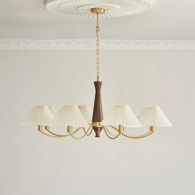 WOMO Pleated Shaded Wood Chandelier-WM2864 - Image 12