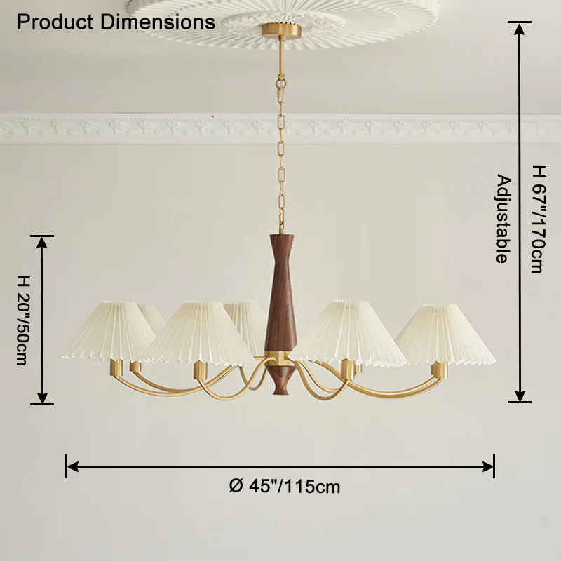 WOMO Pleated Shaded Wood Chandelier-WM2864 - Image 13
