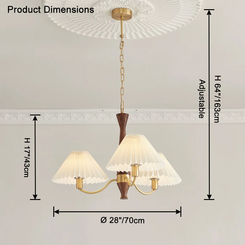 WOMO Pleated Shaded Wood Chandelier-WM2864 - Image 9