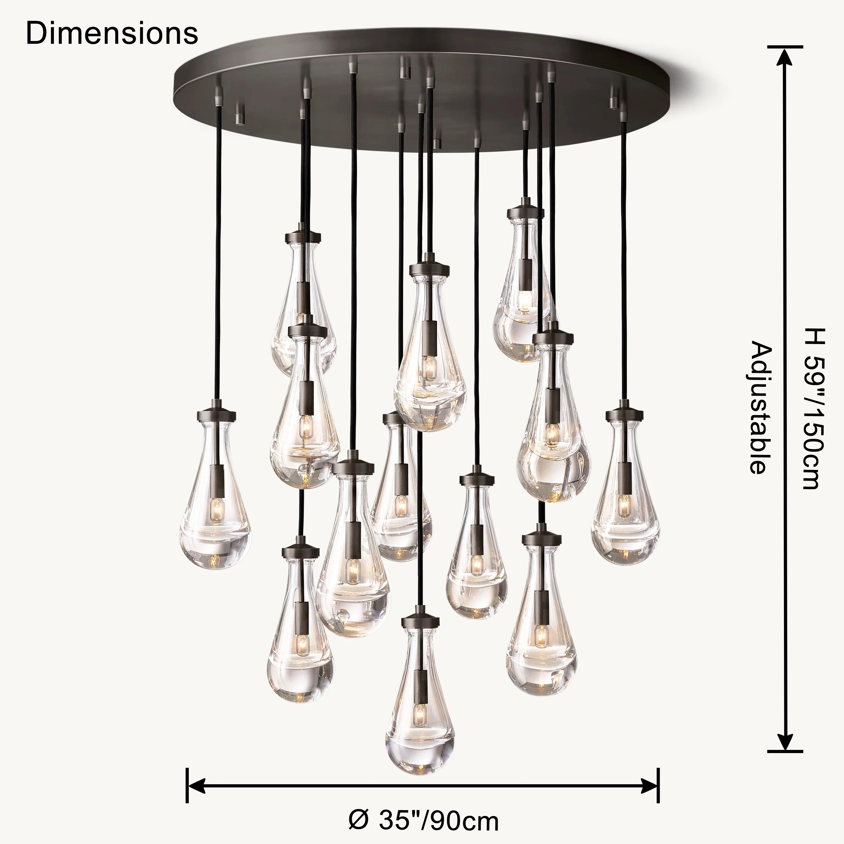 WOMO Raindrop Glass Chandelier-WM2809 - Image 12