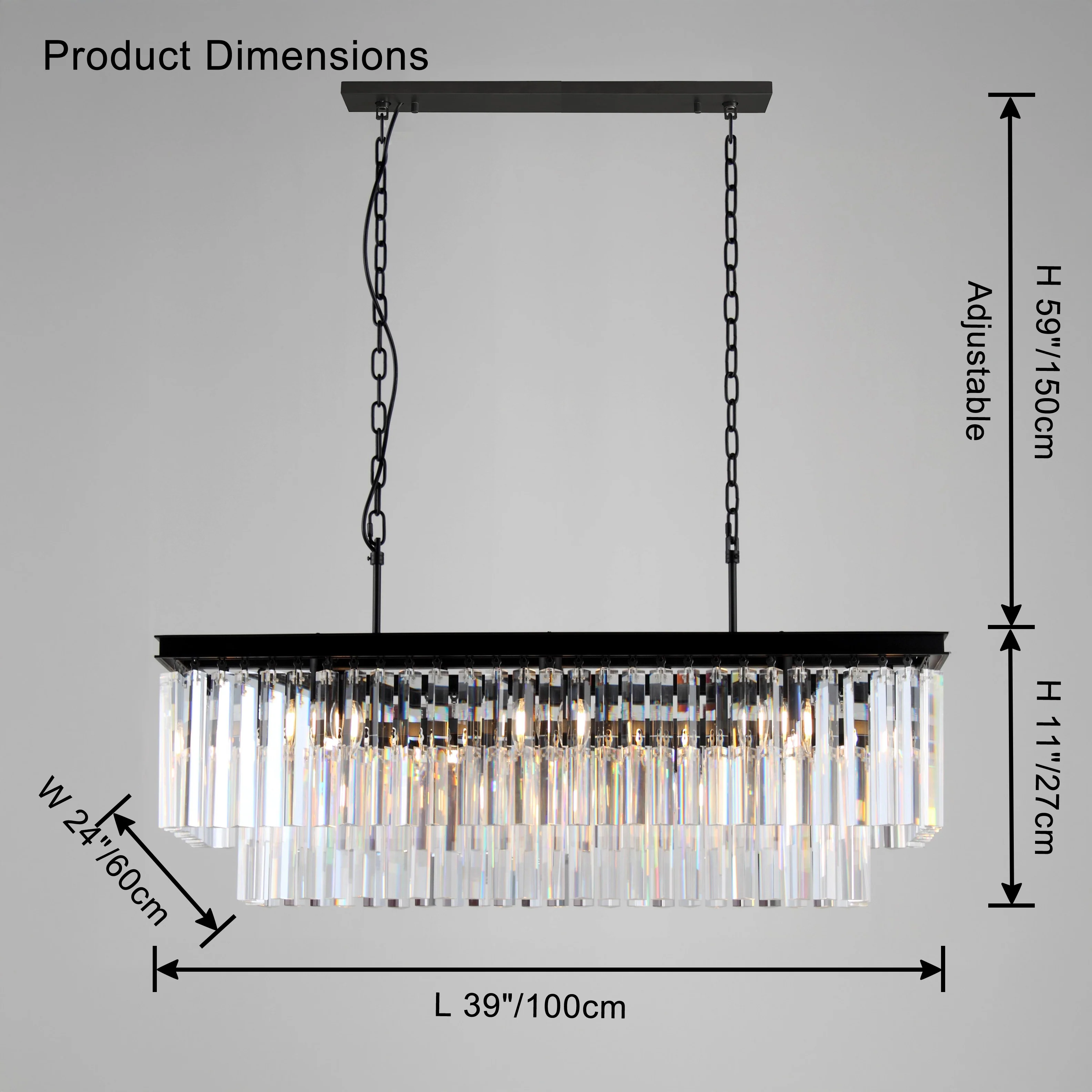 WOMO Rectangular Crystal Chandelier-WM2589 - Image 12