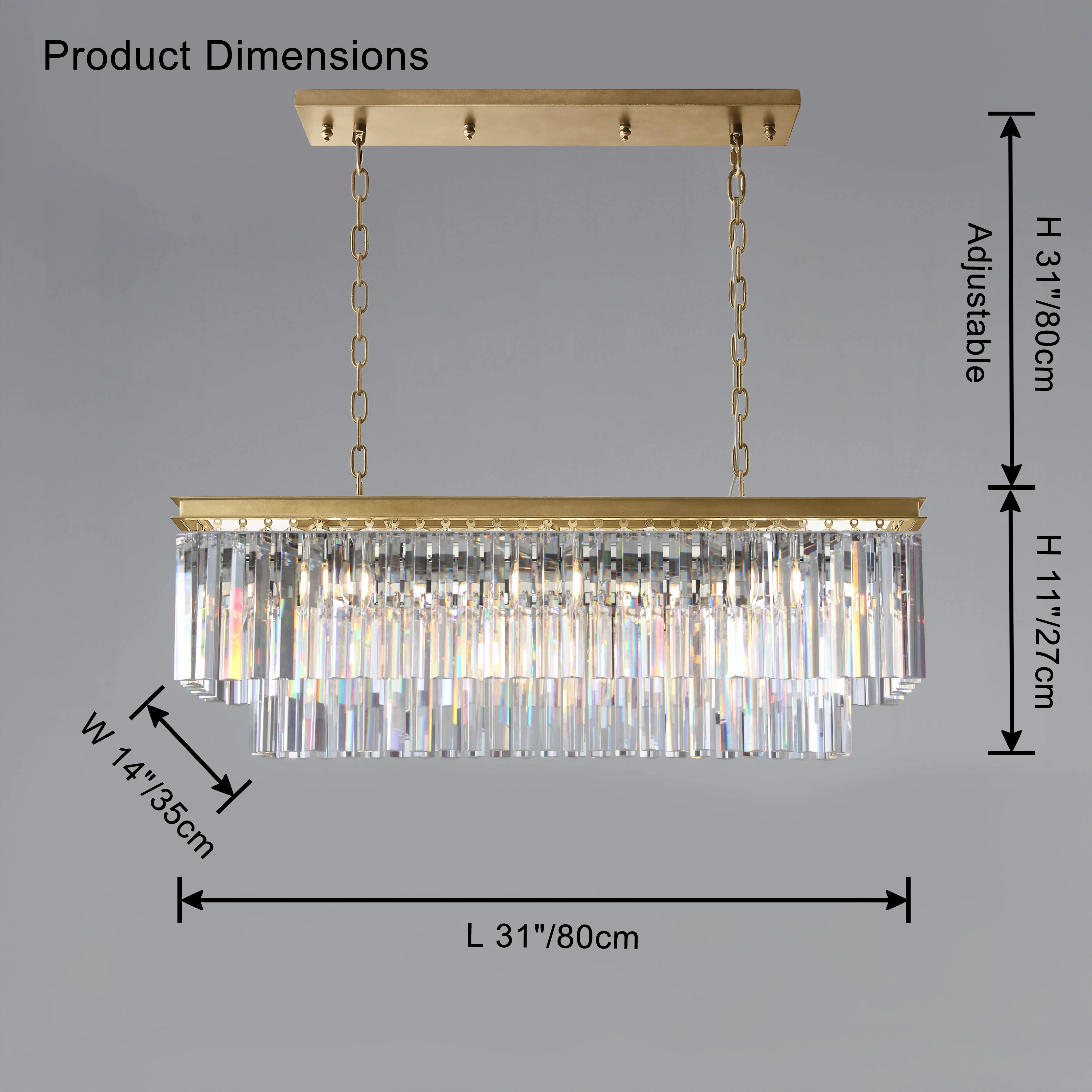 WOMO Rectangular Crystal Chandelier-WM2589 - Image 16