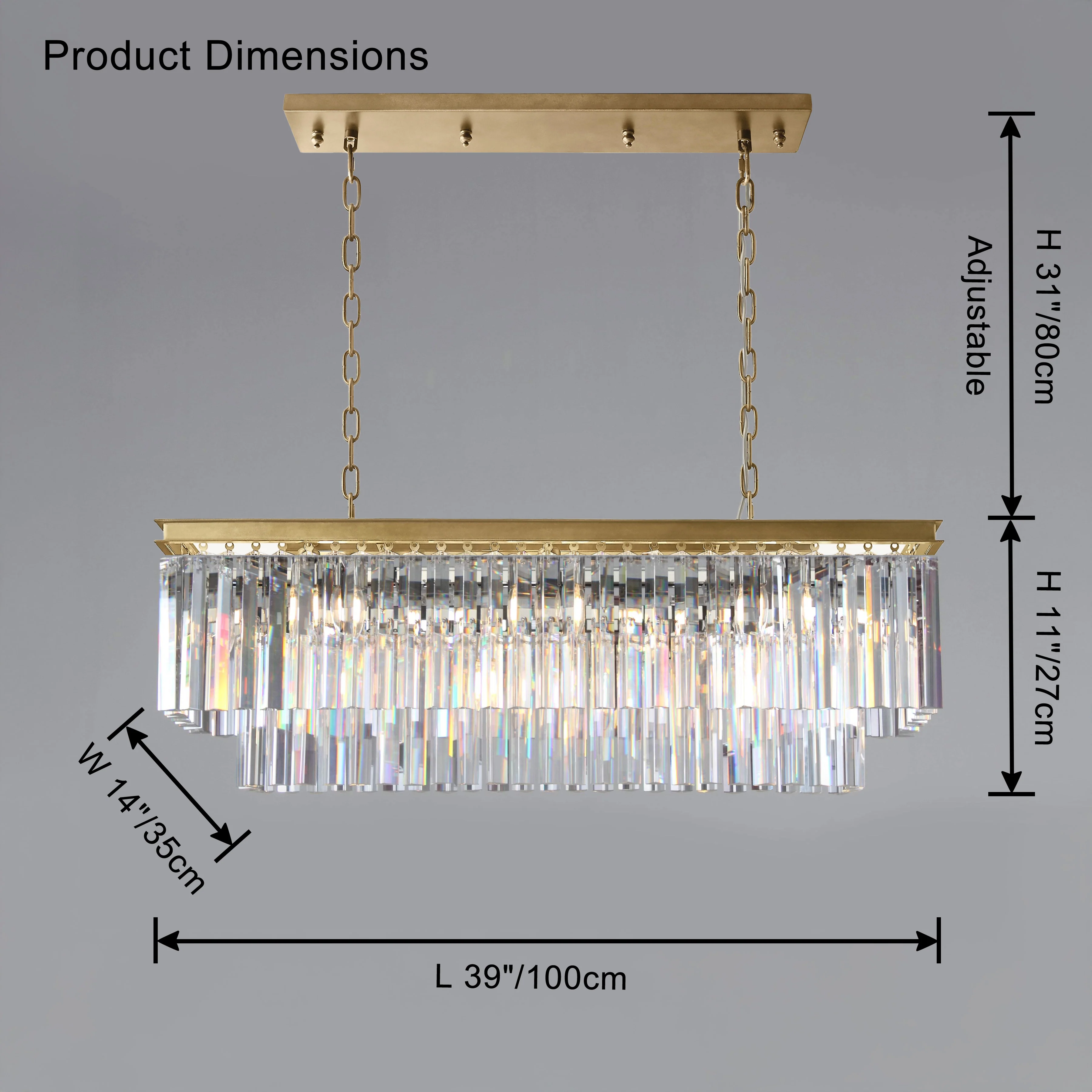 WOMO Rectangular Crystal Chandelier-WM2589 - Image 18