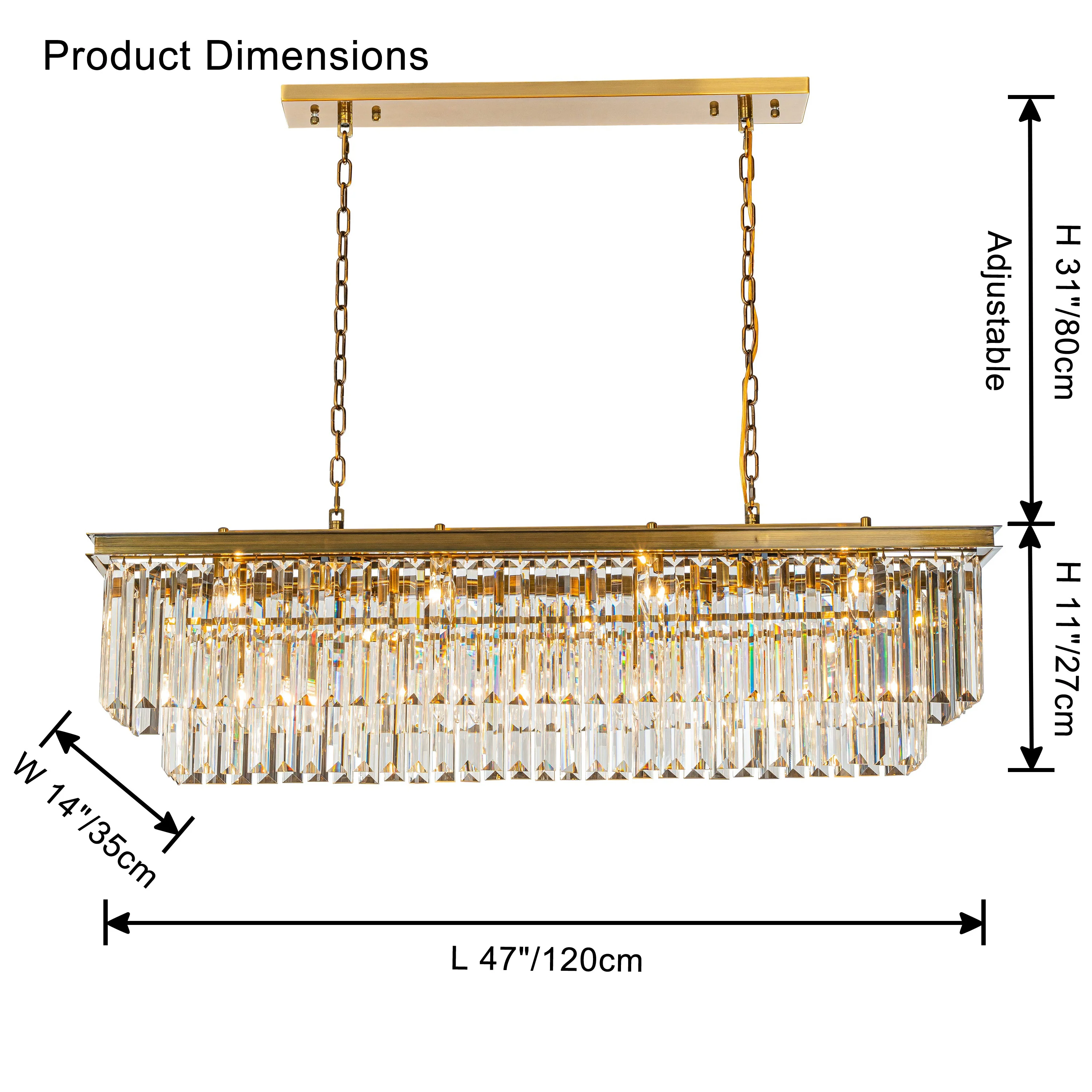 WOMO Rectangular Crystal Chandelier-WM2589 - Image 20