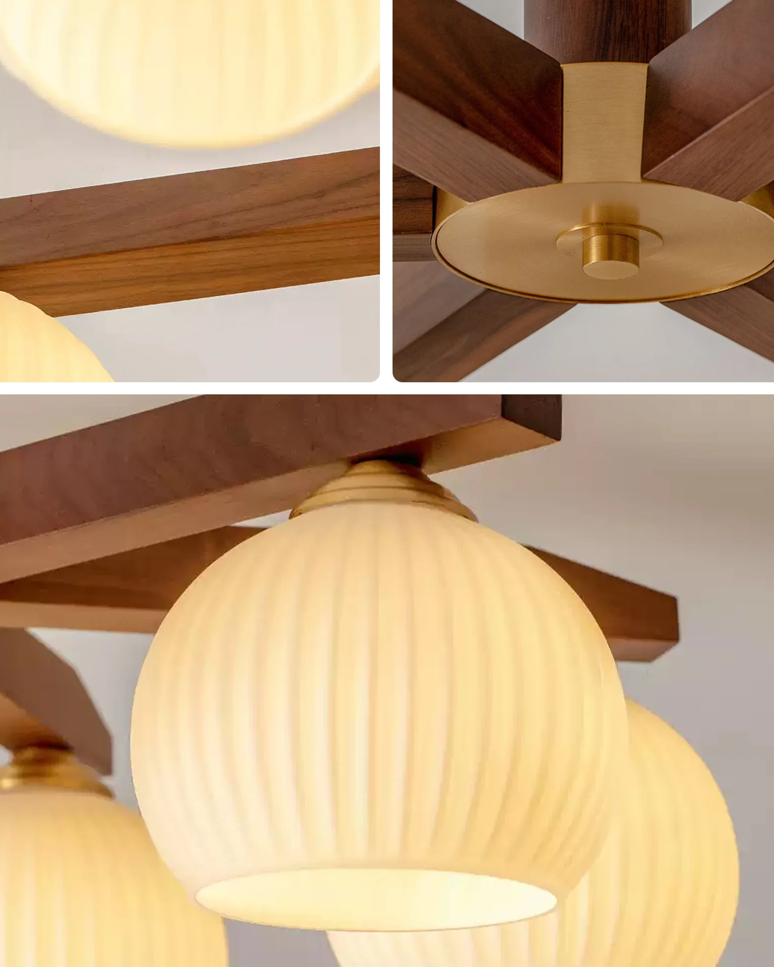 WOMO Ribbed Glass Arm Semi Flush Mount Ceiling Light-WM1210 - Image 5