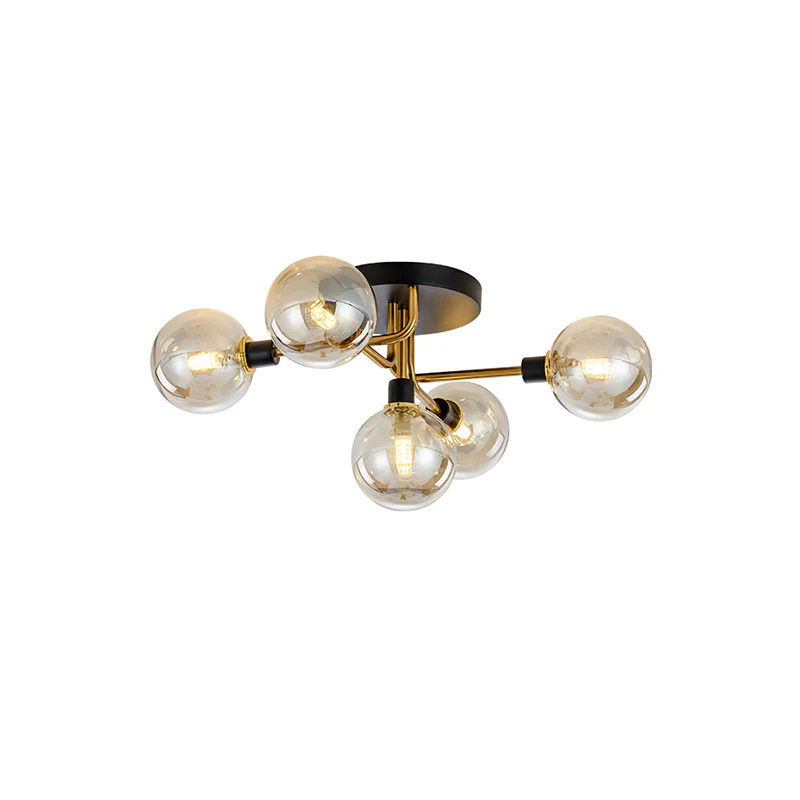 WOMO Ribbed Smoked/Green Glass Globe Ceiling Light-WM1110 - Image 18