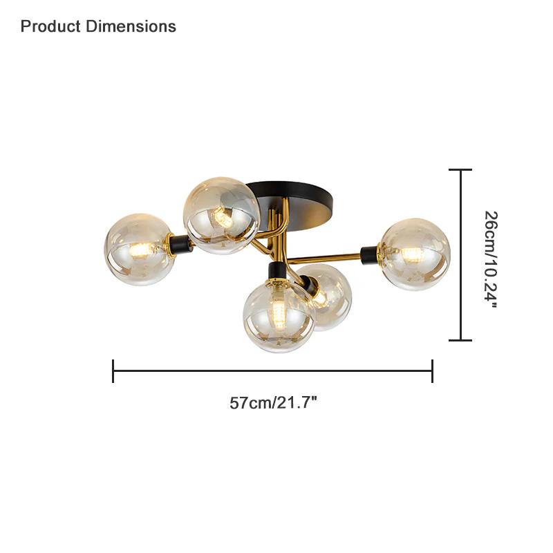 WOMO Ribbed Smoked/Green Glass Globe Ceiling Light-WM1110 - Image 19