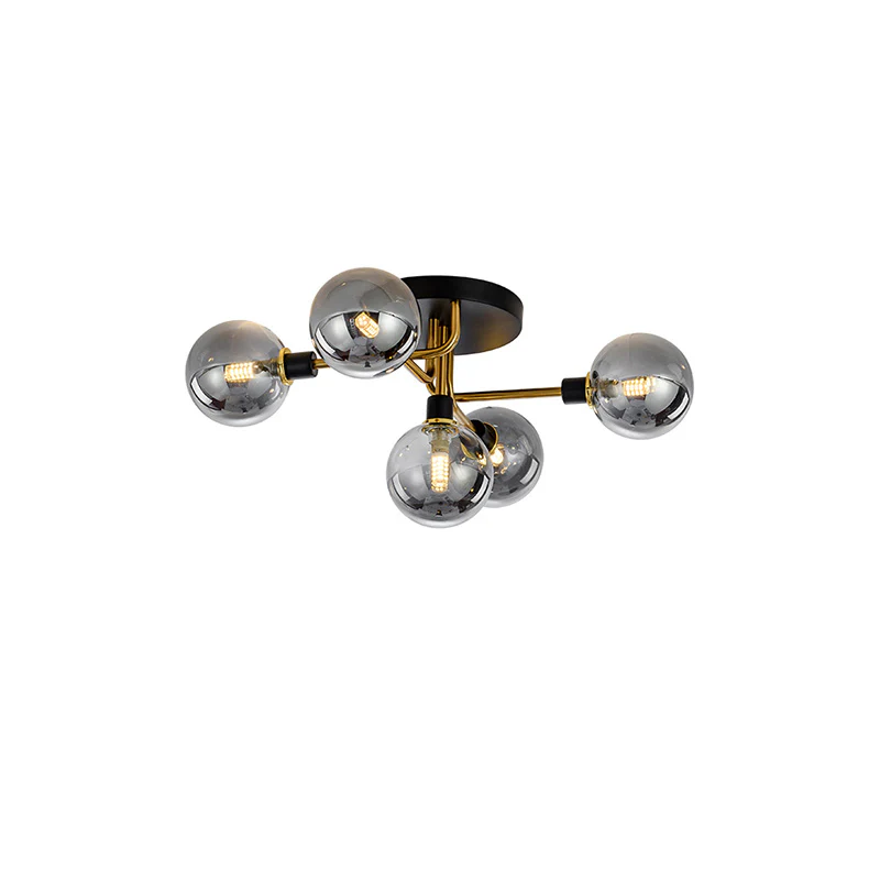 WOMO Ribbed Smoked/Green Glass Globe Ceiling Light-WM1110 - Image 20
