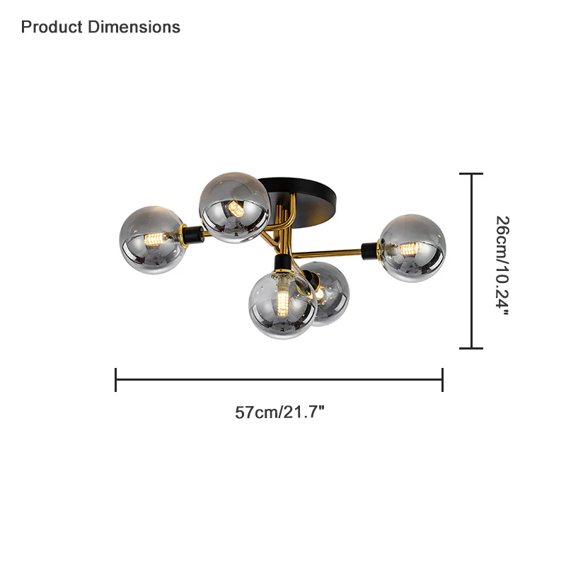 WOMO Ribbed Smoked/Green Glass Globe Ceiling Light-WM1110 - Image 21