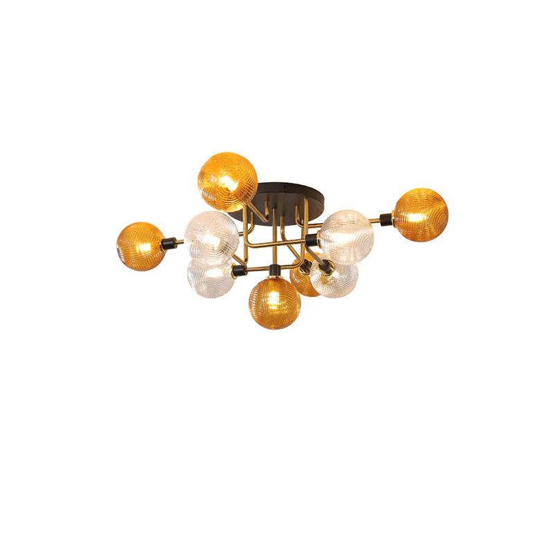 WOMO Ribbed Smoked/Green Glass Globe Ceiling Light-WM1110 - Image 24
