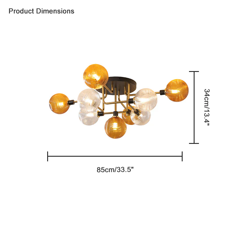 WOMO Ribbed Smoked/Green Glass Globe Ceiling Light-WM1110 - Image 25