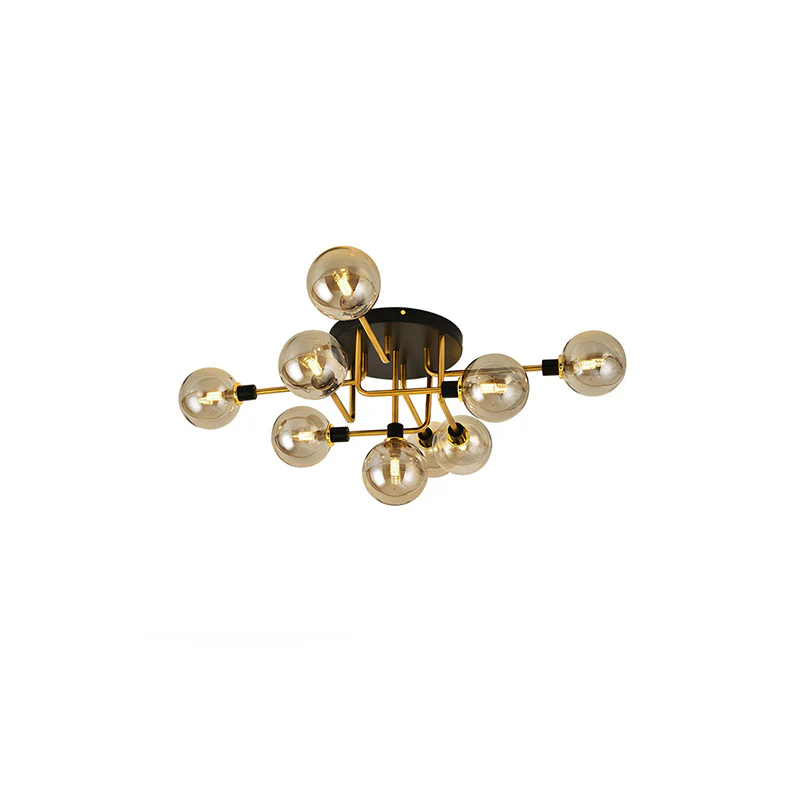 WOMO Ribbed Smoked/Green Glass Globe Ceiling Light-WM1110 - Image 26