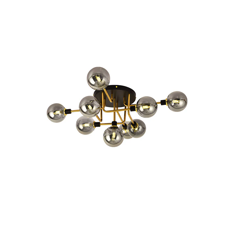 WOMO Ribbed Smoked/Green Glass Globe Ceiling Light-WM1110 - Image 28