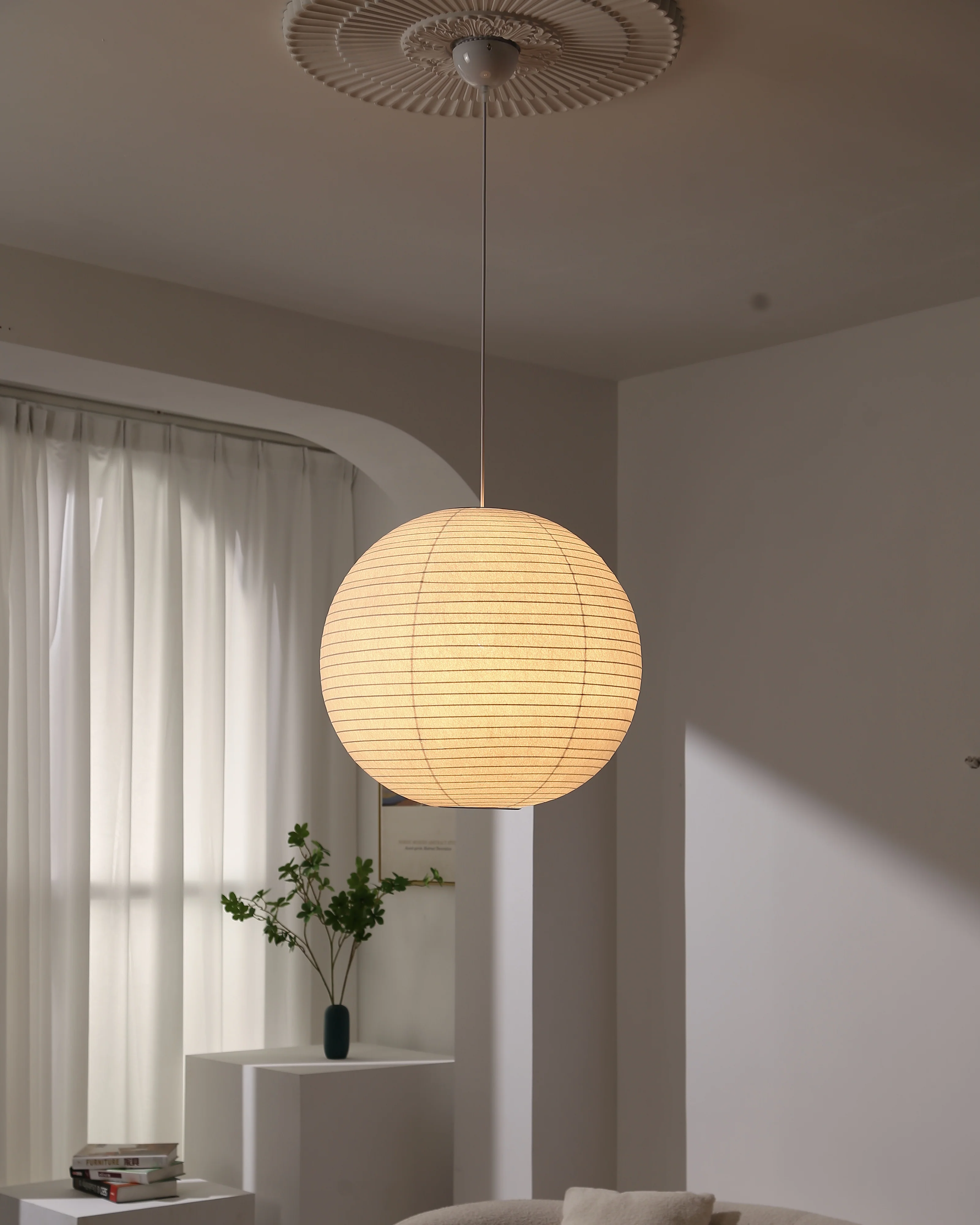 WOMO Rice Paper Globe Pendant Light-WM2722 - Image 11