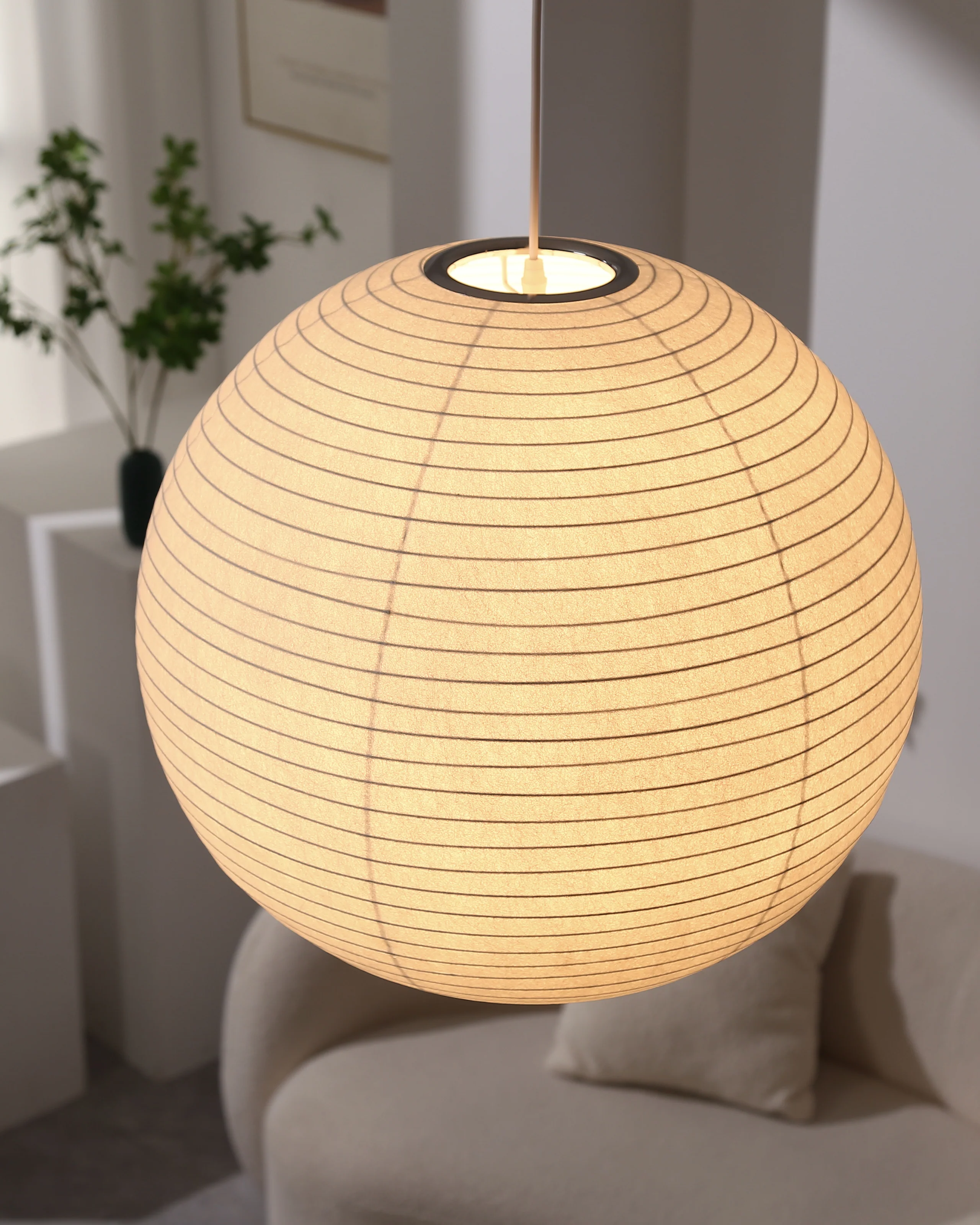 WOMO Rice Paper Globe Pendant Light-WM2722 - Image 6
