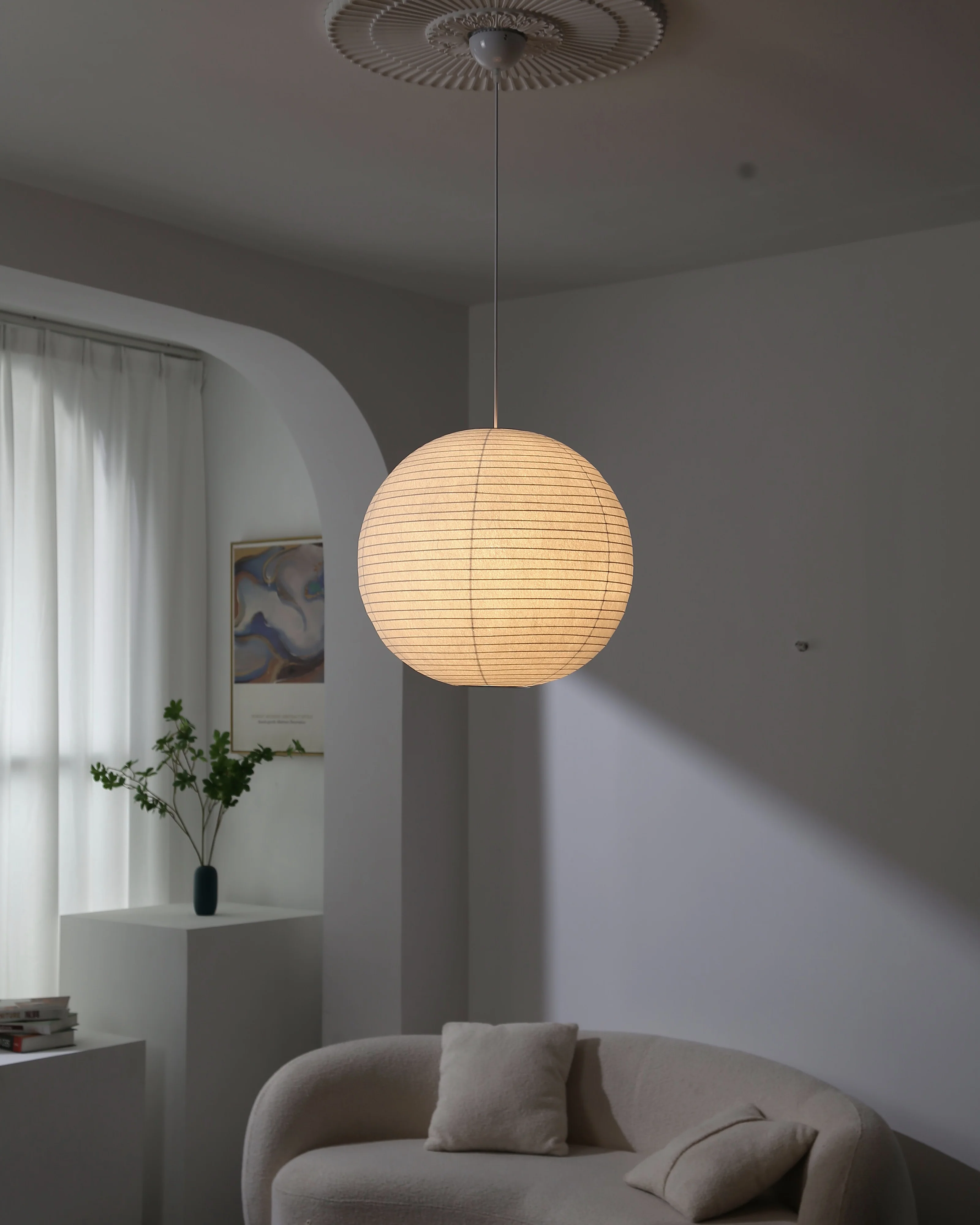 WOMO Rice Paper Globe Pendant Light-WM2722 - Image 7
