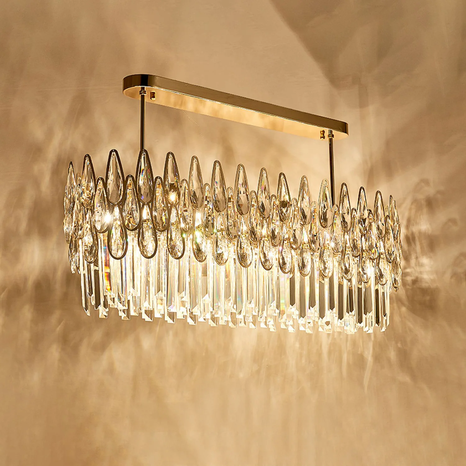 WOMO Rose Gold Linear Crystal Chandelier-WM2546 - Image 12