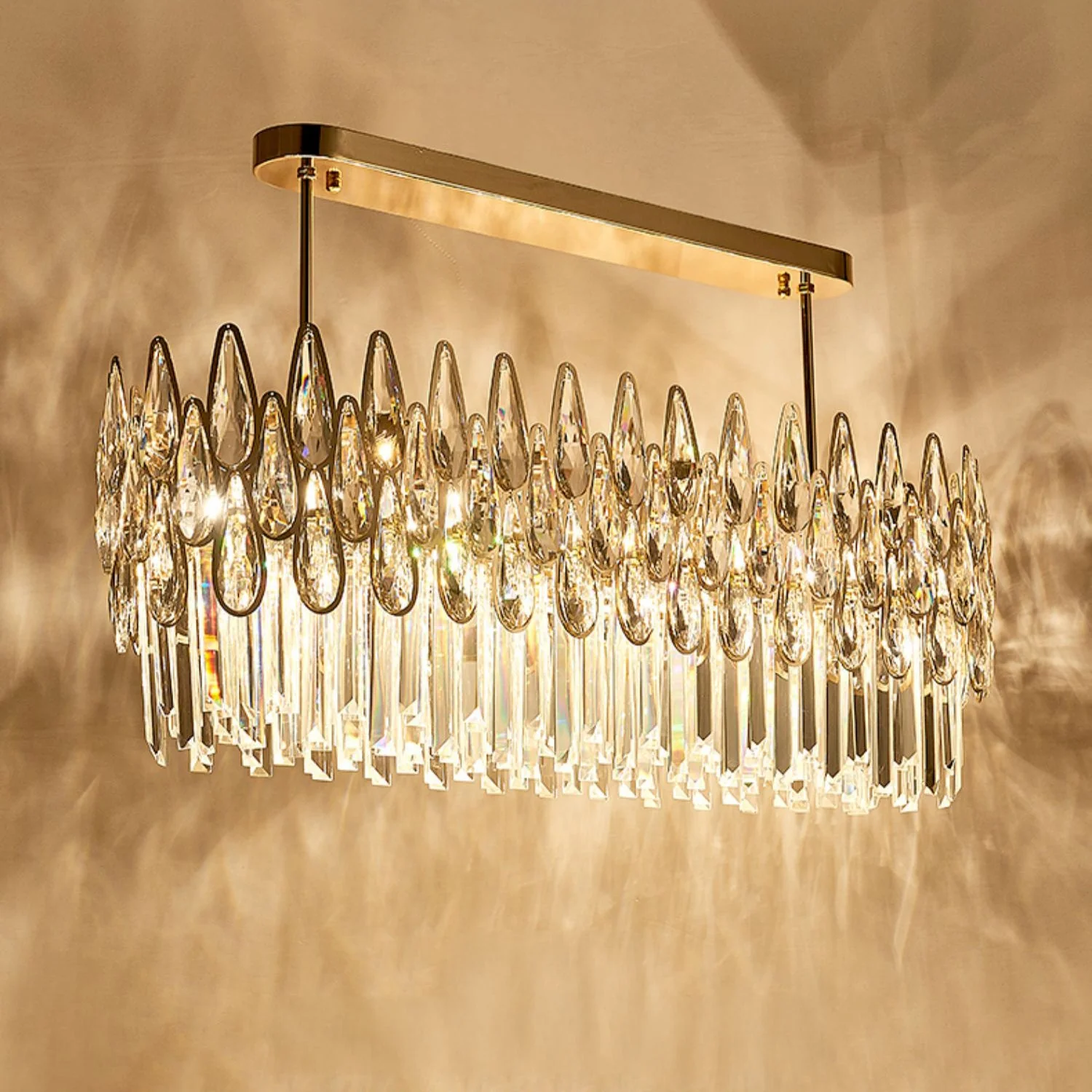 WOMO Rose Gold Linear Crystal Chandelier-WM2546 - Image 14