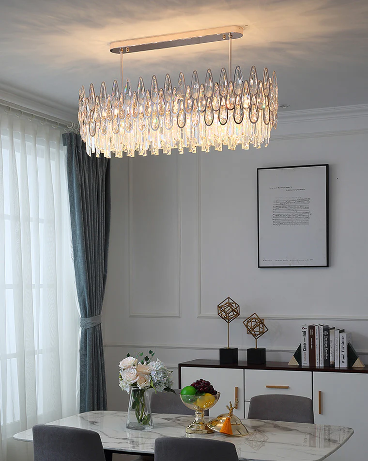 WOMO Rose Gold Linear Crystal Chandelier-WM2546 - Image 3