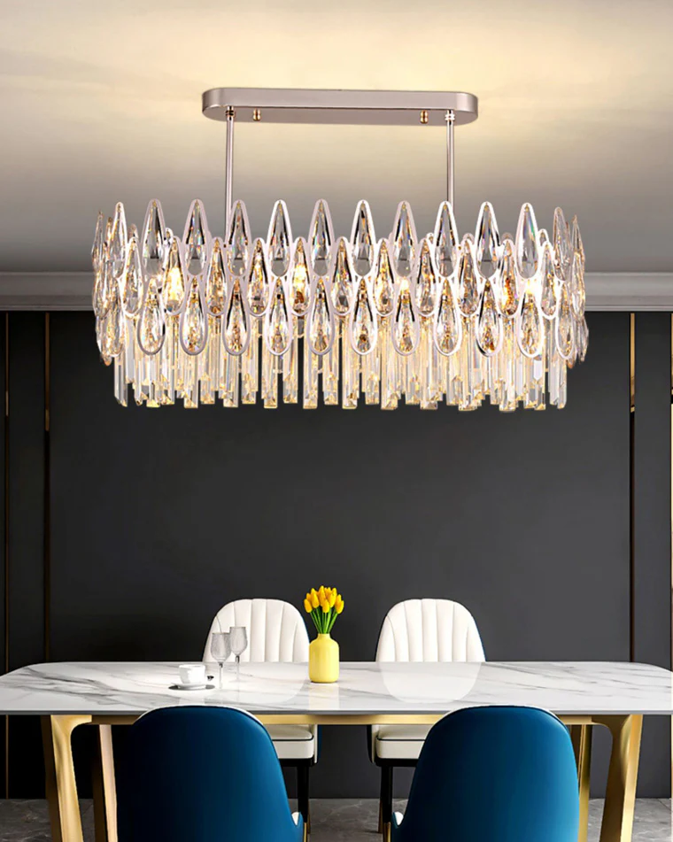 WOMO Rose Gold Linear Crystal Chandelier-WM2546 - Image 5