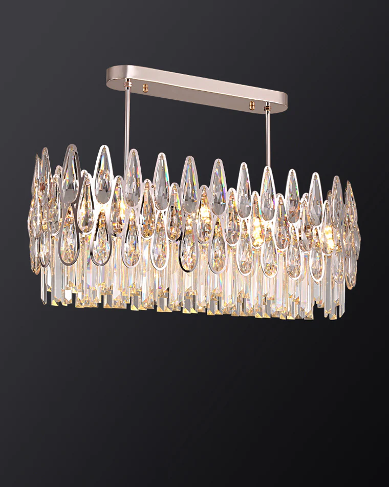 WOMO Rose Gold Linear Crystal Chandelier-WM2546 - Image 6