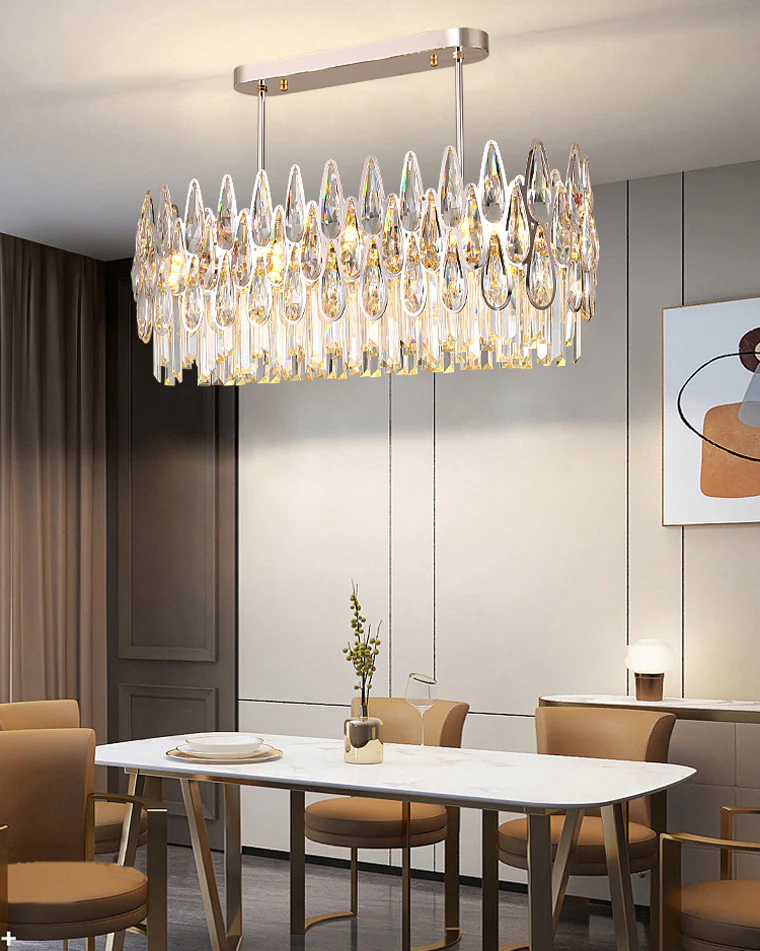 WOMO Rose Gold Linear Crystal Chandelier-WM2546 - Image 7
