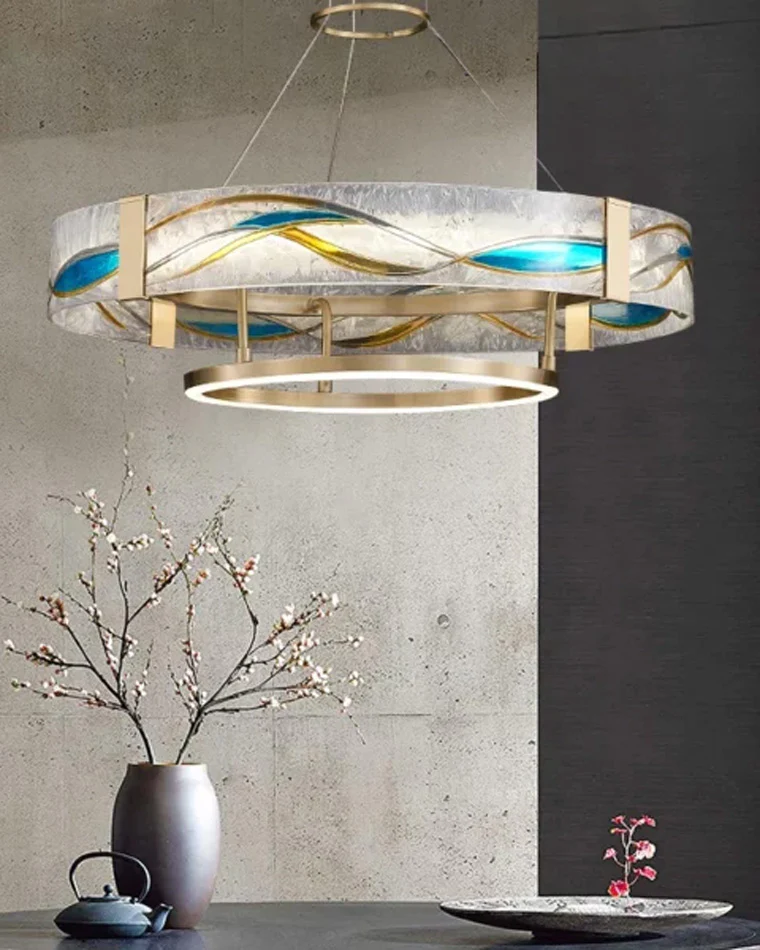 WOMO Enamel Round Brass Chandelier-WM2335 - Image 2