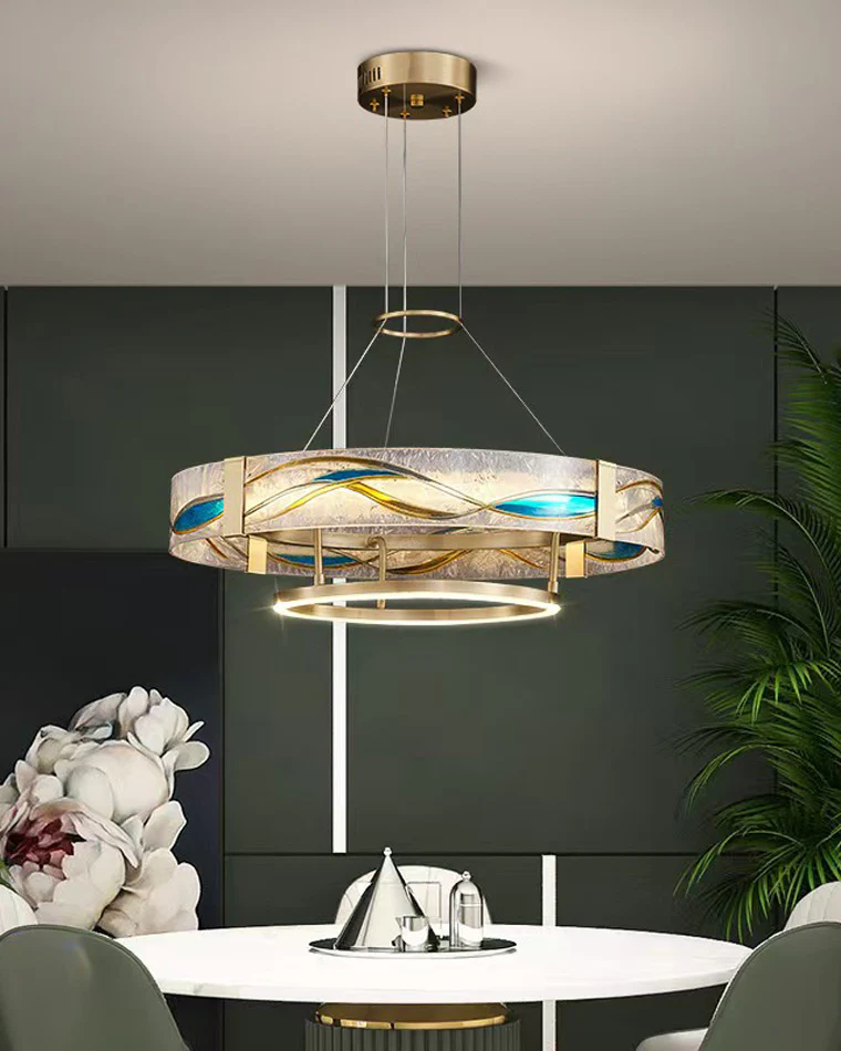 WOMO Enamel Round Brass Chandelier-WM2335 - Image 3