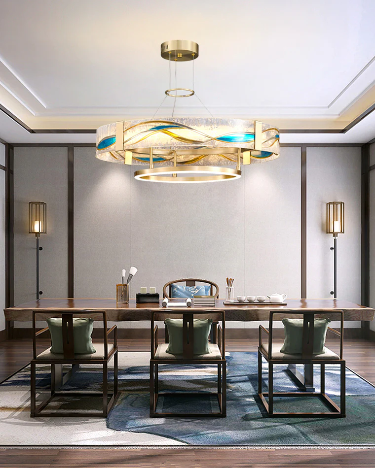 WOMO Enamel Round Brass Chandelier-WM2335 - Image 5