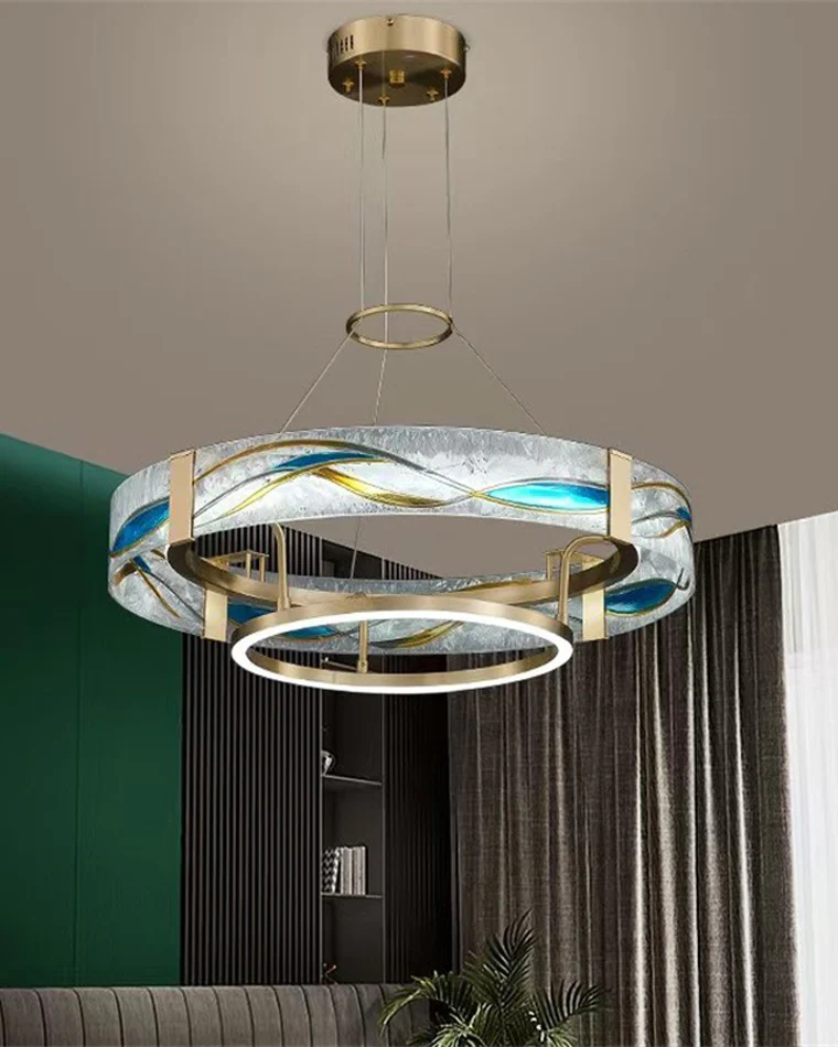 WOMO Enamel Round Brass Chandelier-WM2335 - Image 6