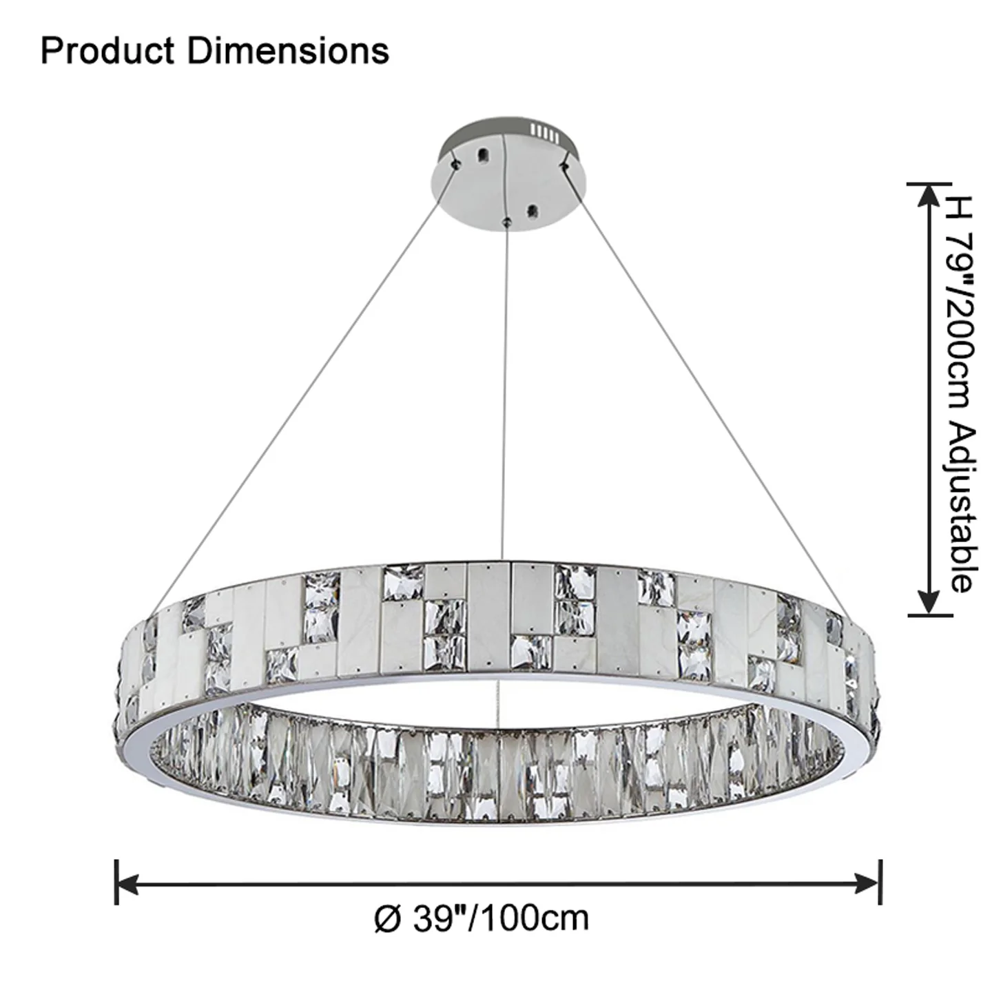 WOMO Round Crystal Alabaster Chandelier-WM2738 - Image 21