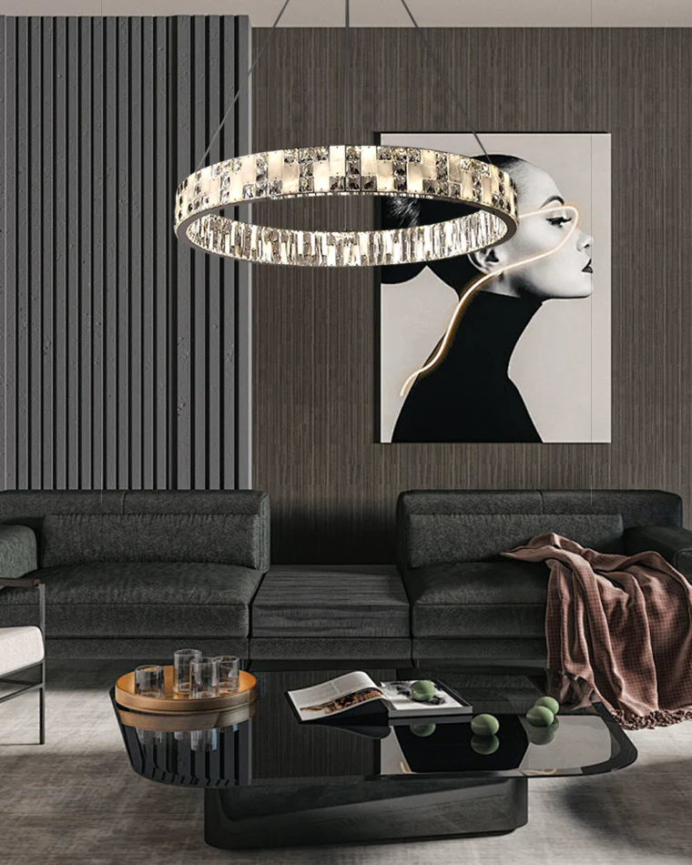 WOMO Round Crystal Alabaster Chandelier-WM2738 - Image 3