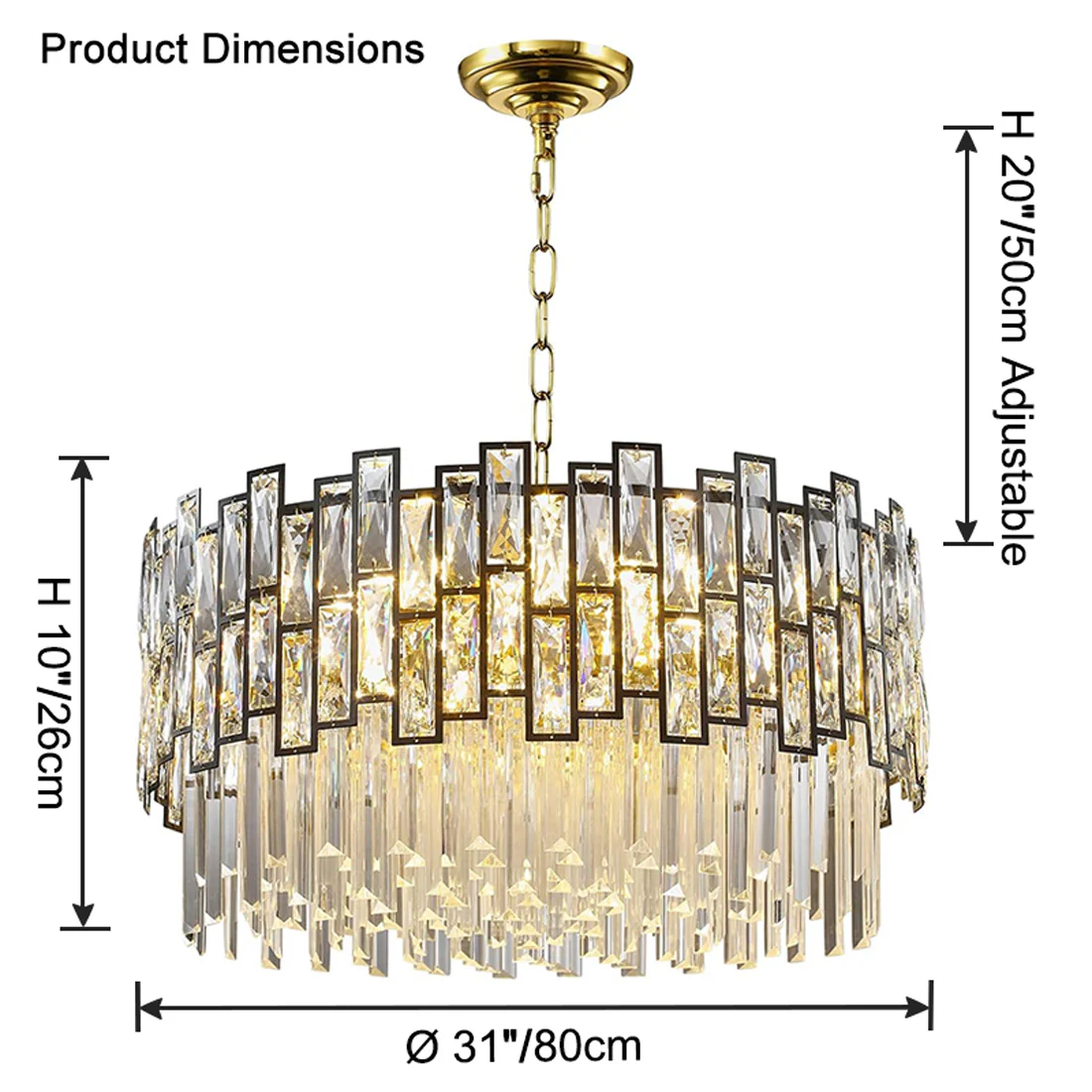 WOMO Round Crystal Chandelier-WM2782 - Image 14