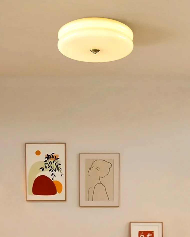 WOMO Round Cream Glass Flush Mount Ceiling Light-WM1132 - Image 10