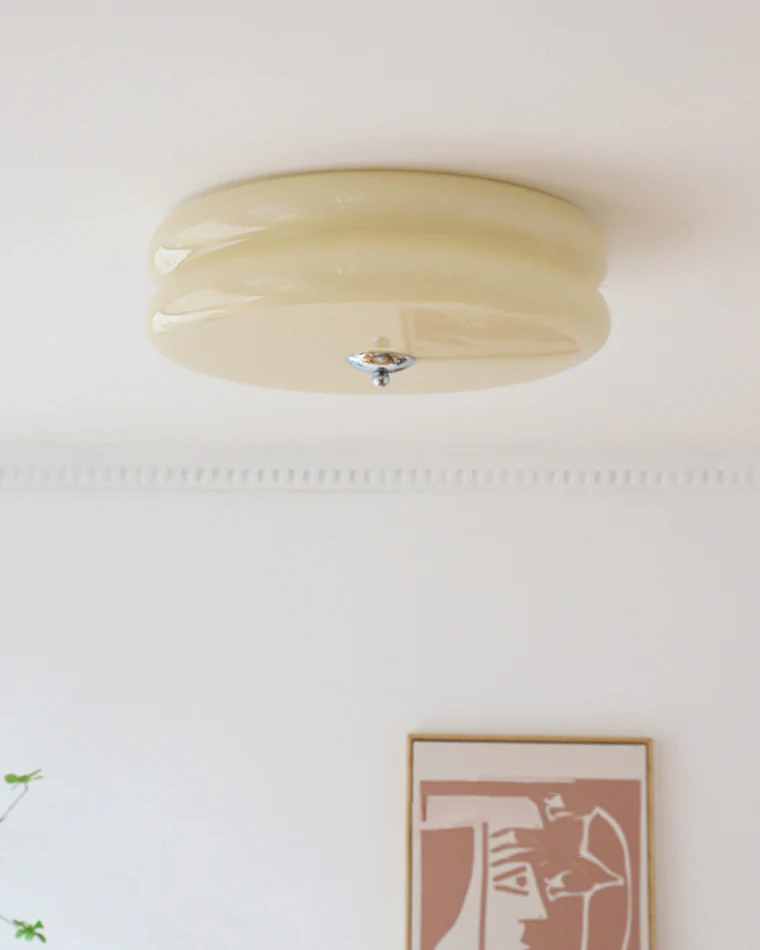 WOMO Round Cream Glass Flush Mount Ceiling Light-WM1132 - Image 17