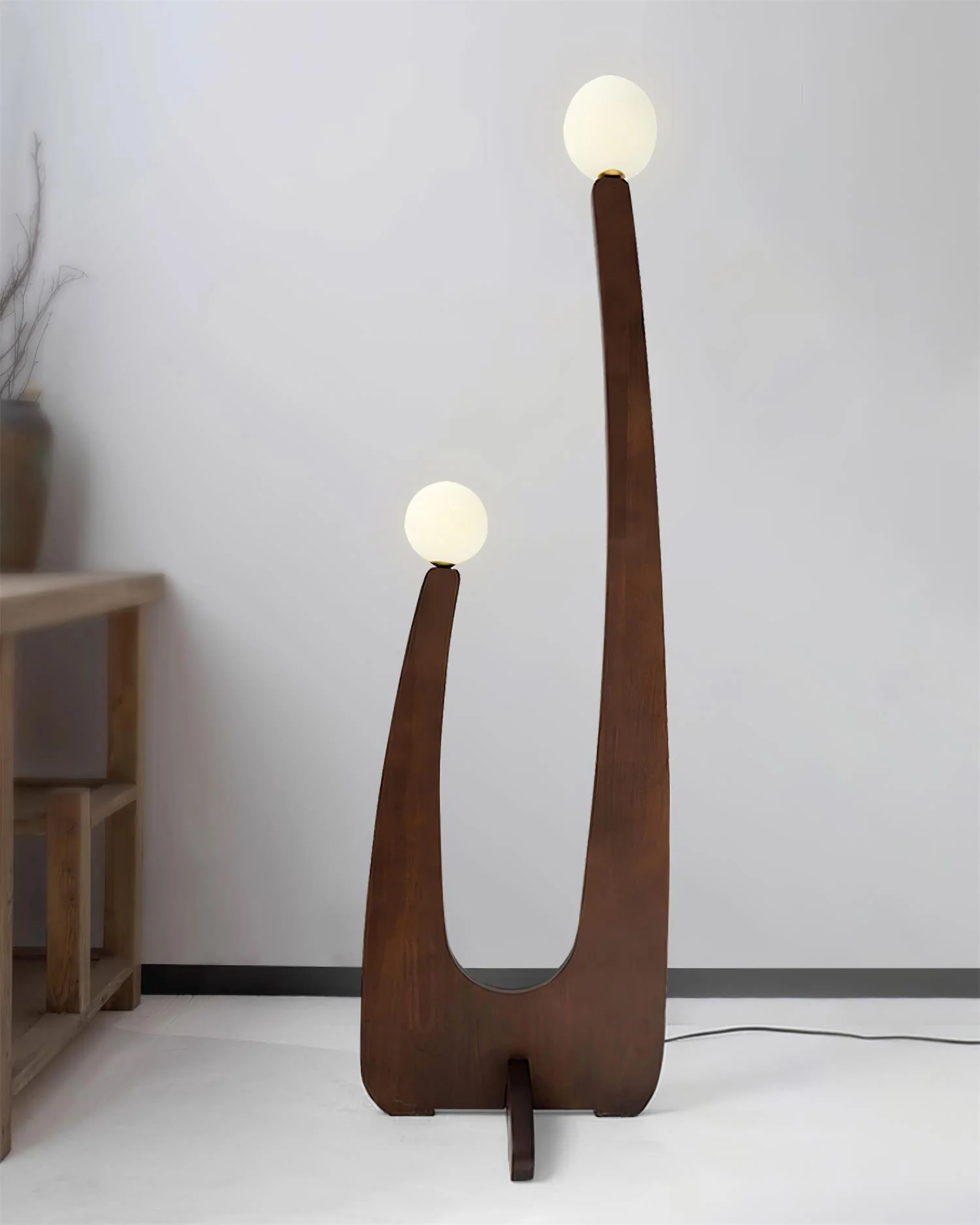 WOMO Globe Wood Sculptural Floor Lamp-WM7131 - Image 3