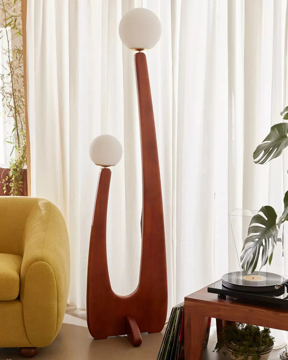 WOMO Globe Wood Sculptural Floor Lamp-WM7131 - Image 5