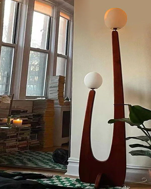WOMO Globe Wood Sculptural Floor Lamp-WM7131 - Image 7