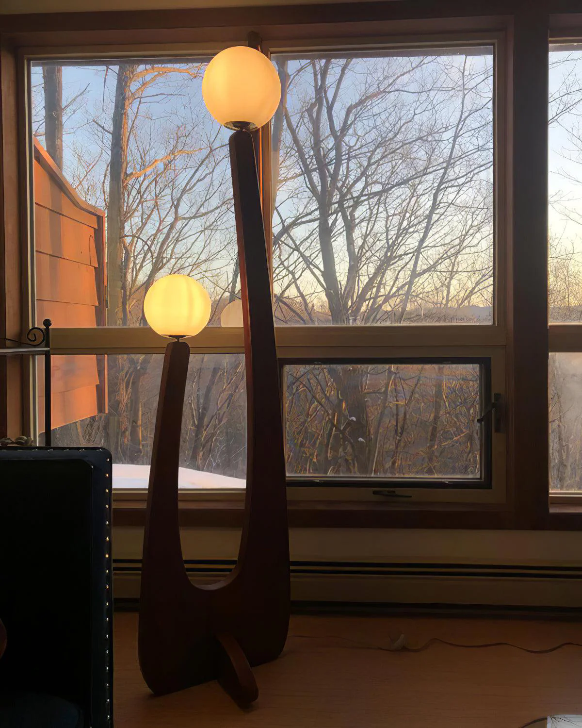 WOMO Globe Wood Sculptural Floor Lamp-WM7131 - Image 8