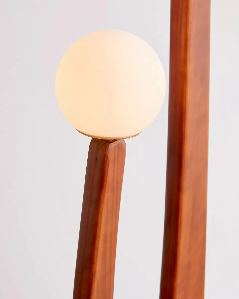 WOMO Globe Wood Sculptural Floor Lamp-WM7131 - Image 9