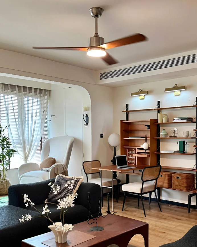 WOMO Silver and Walnut Ceiling Fan Lamp - WM5149 - Image 12