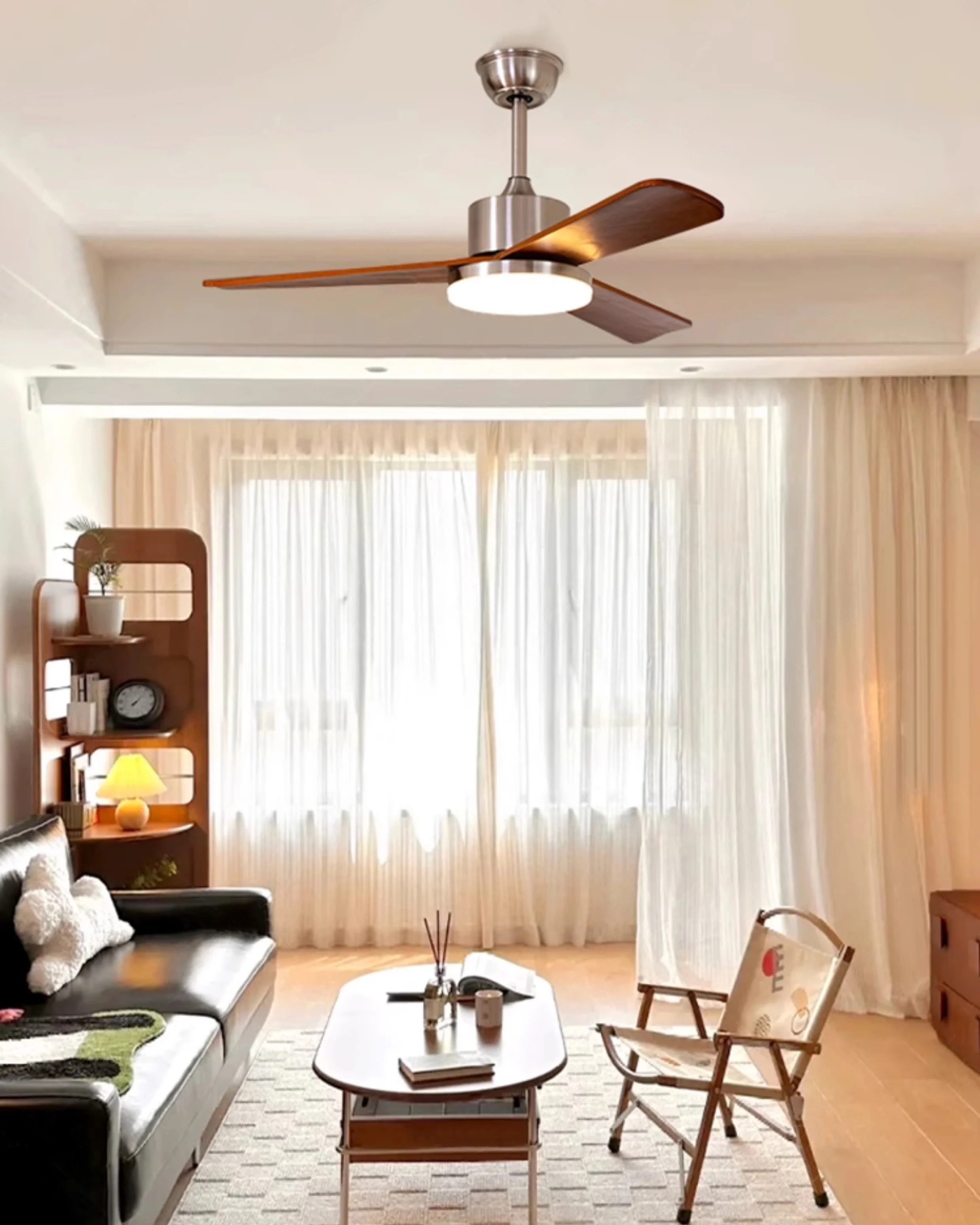 WOMO Silver and Walnut Ceiling Fan Lamp - WM5149 - Image 15