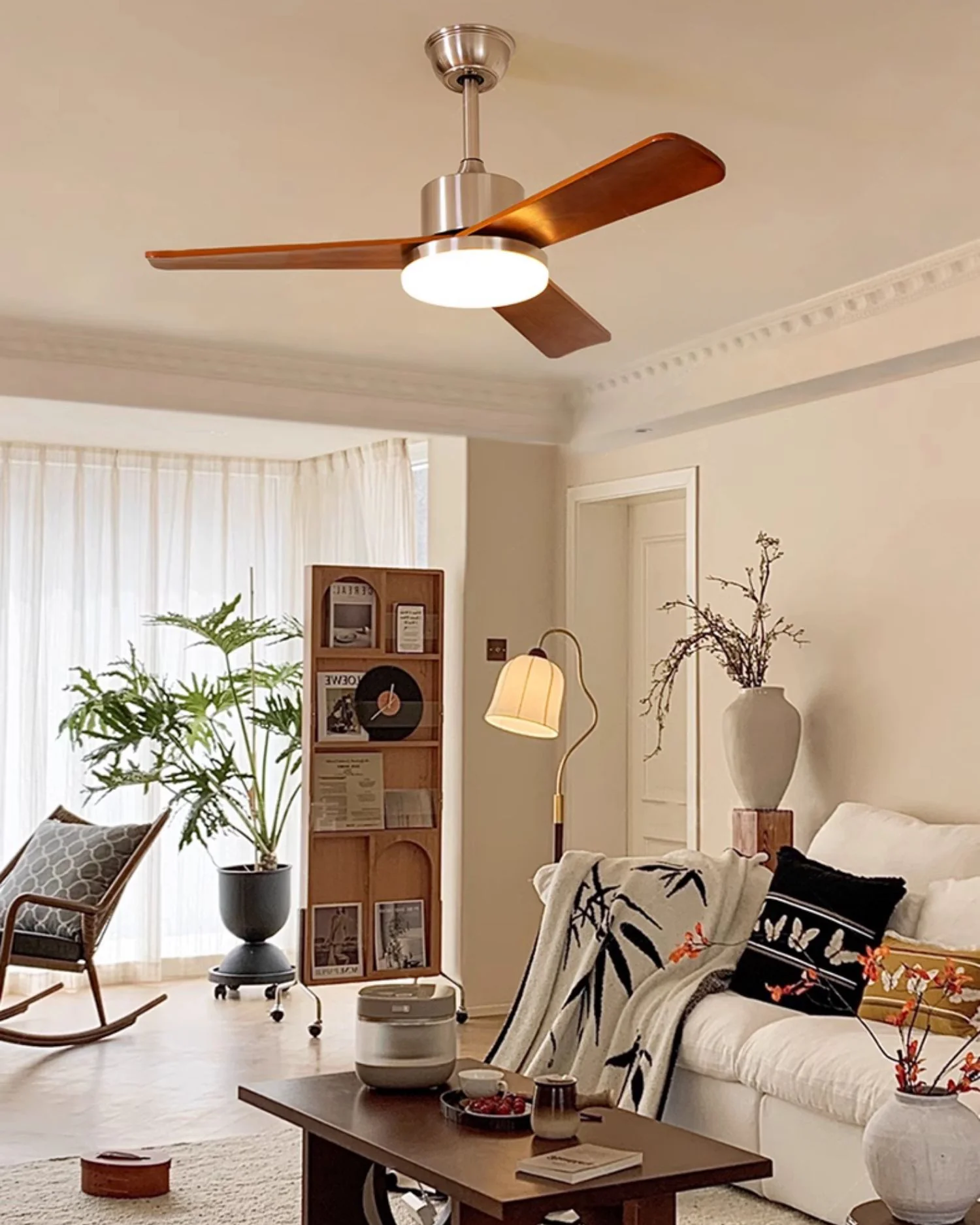 WOMO Silver and Walnut Ceiling Fan Lamp - WM5149 - Image 17