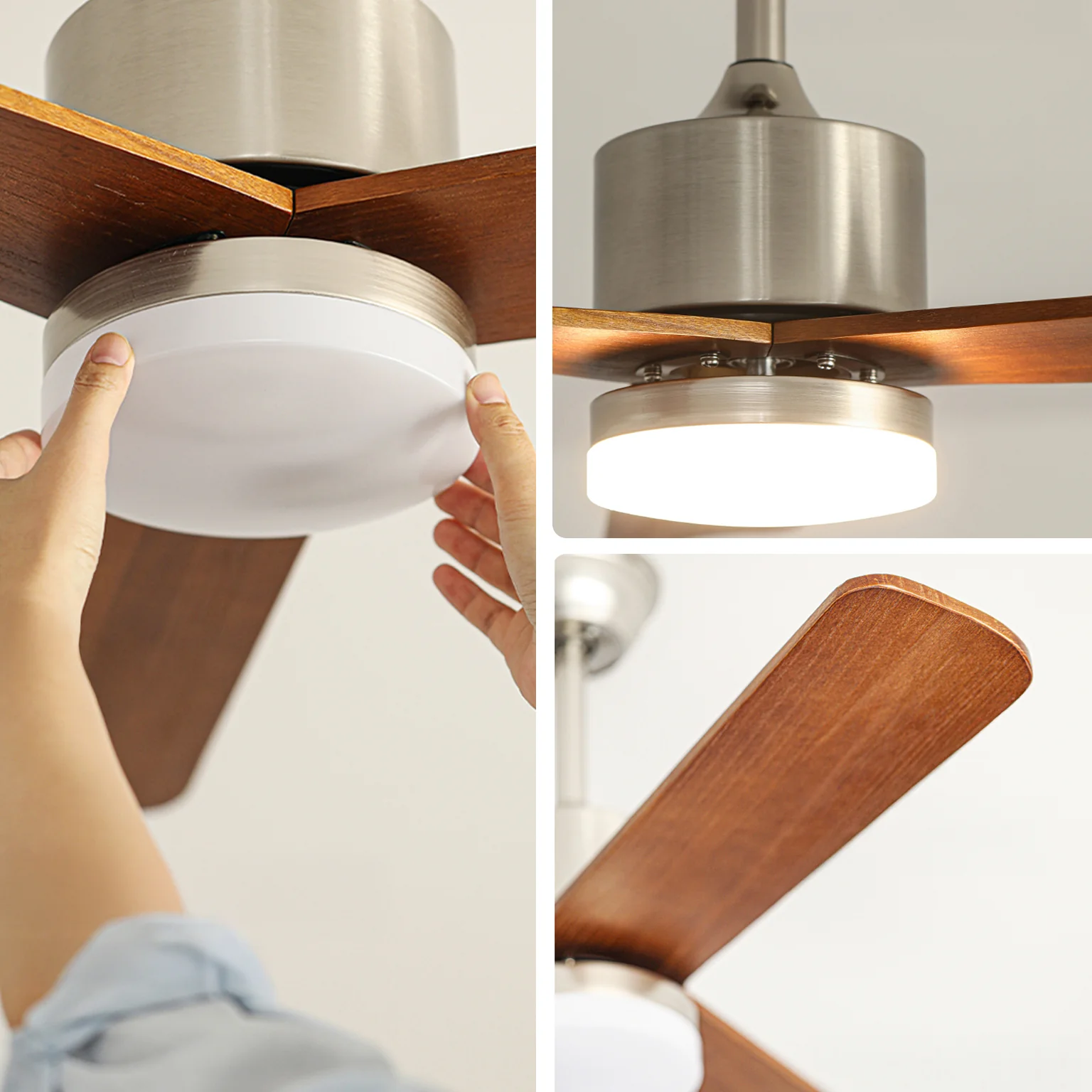 WOMO Silver and Walnut Ceiling Fan Lamp - WM5149 - Image 19