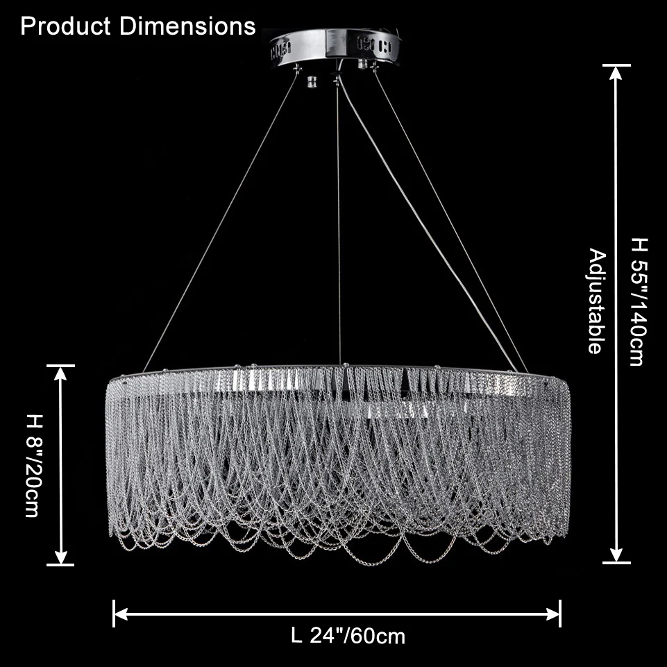 WOMO Silver Fringe Round Chandelier-WM2643 - Image 11
