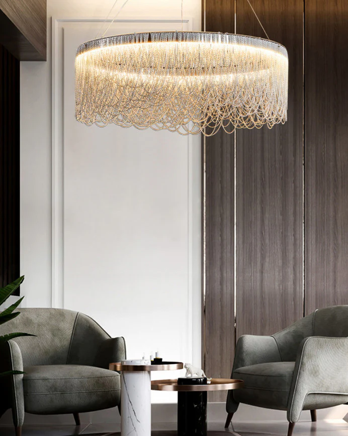 WOMO Silver Fringe Round Chandelier-WM2643 - Image 3
