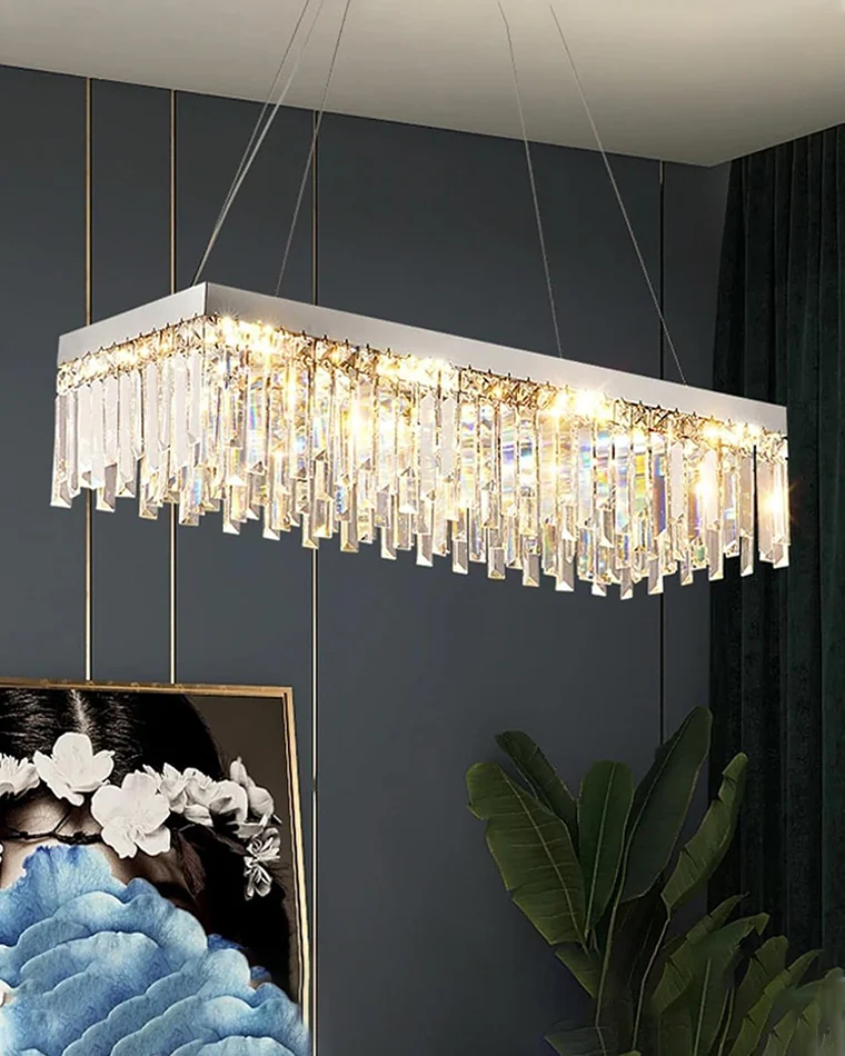 WOMO Rectangular Silver Crystal Chandelier-WM2702 - Image 4
